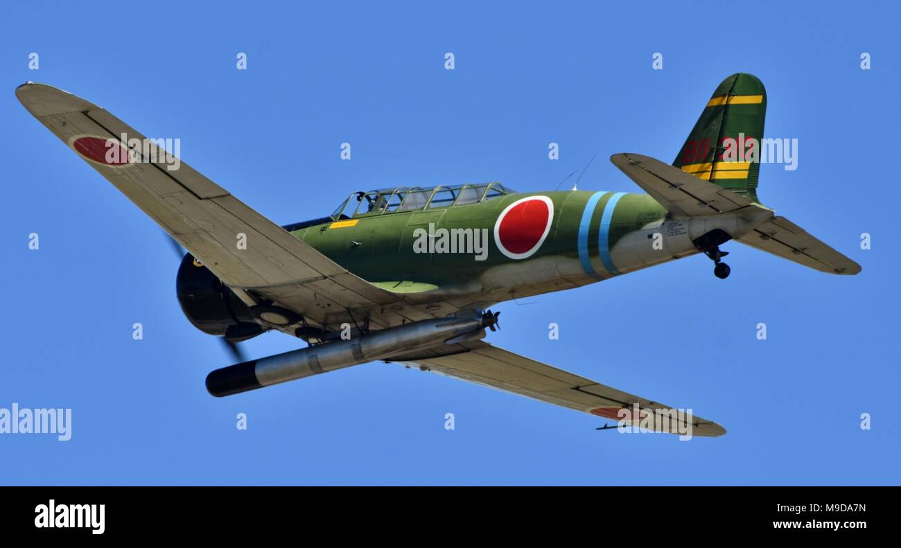 Eine Nakajima B5N Torpedobomber, einem Zweiten Weltkrieg japanische Jagdflugzeug, bei Moody Air Force Base. Stockfoto