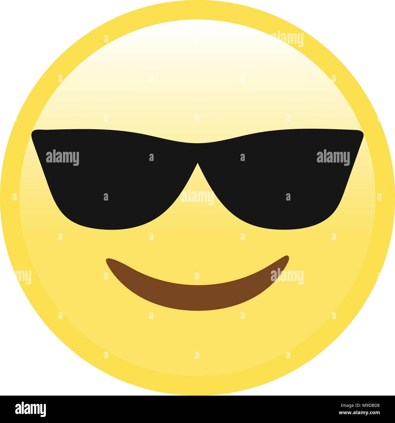 Die isolierte Vector gelb Smiley mit schwarzer Sonnenbrille Flachbild-Symbol Stock Vektor