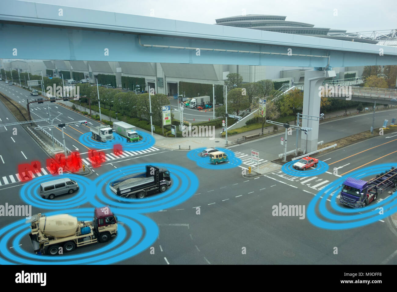Iot smart Automotive fahrerlose Auto mit künstlicher Intelligenz kombiniert mit Tiefe. selbst Autofahren Situationsbewusstsein können Aro Stockfoto