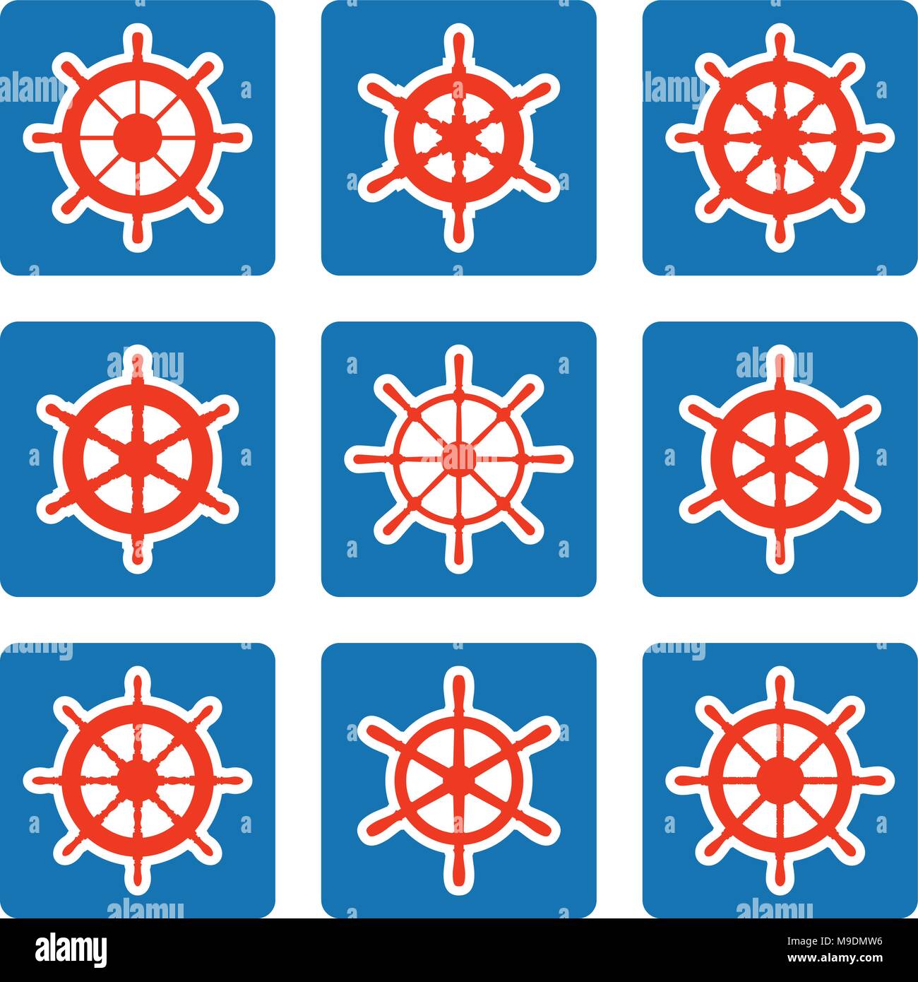Satz von Schiffs Steuerrad. Flache Vektor Stock Vektor