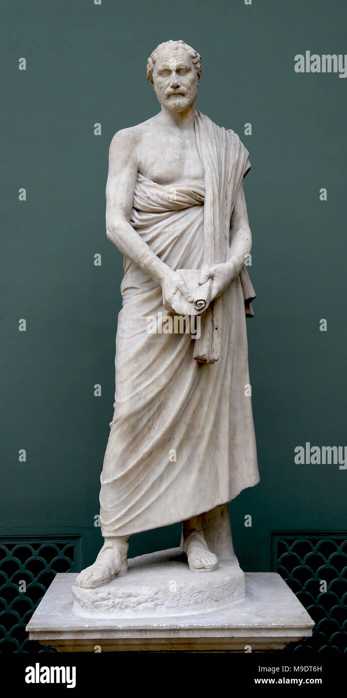 Demosthenes (384-322 v. Chr.), Griechischer Staatsmann und Redner. Römische Kopie einer griechischen Bronze Original von Polyeuktos, 280 v. Chr.. Marmor. Stockfoto