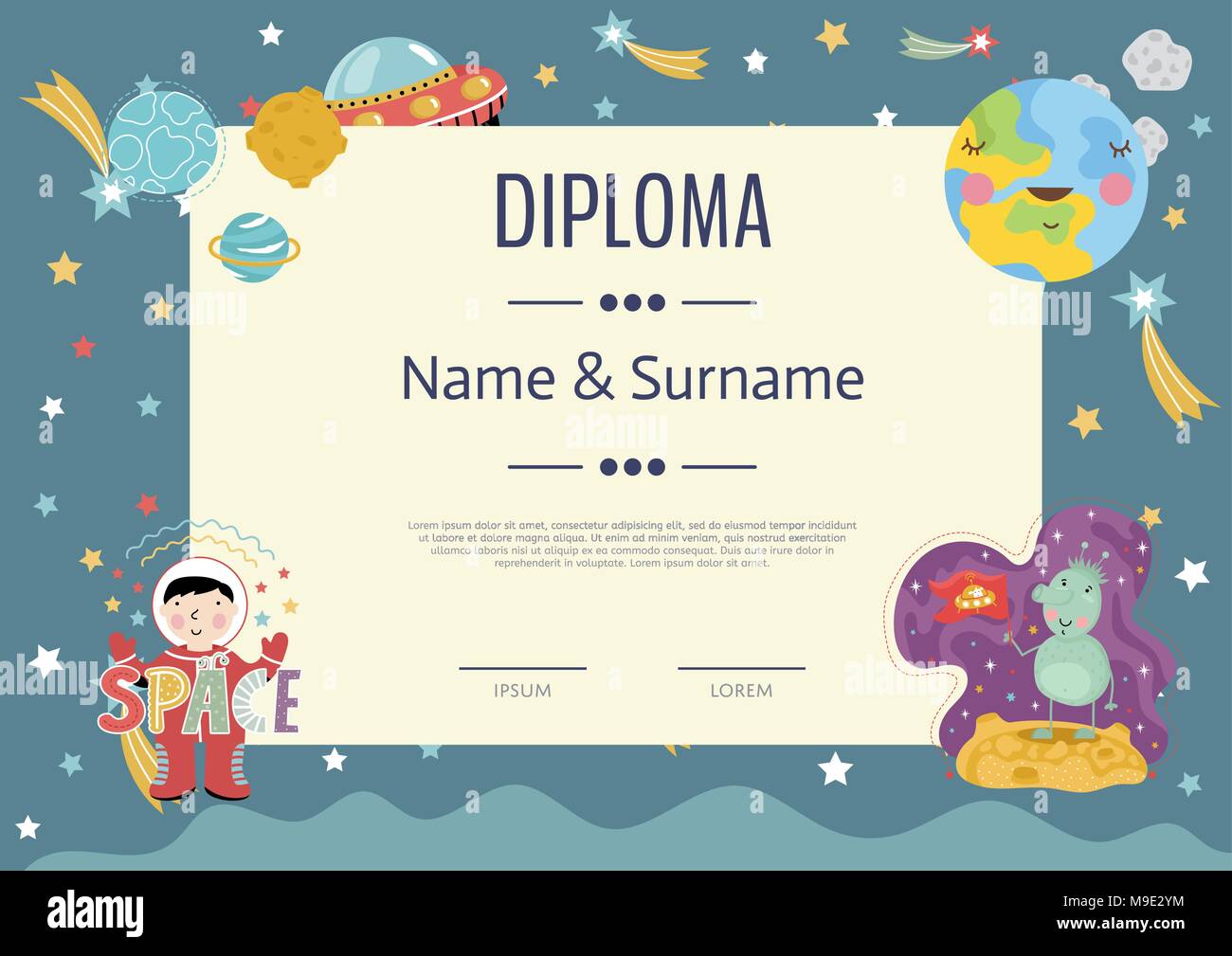 Diplom Cartoon Vector Template Stock Vektor