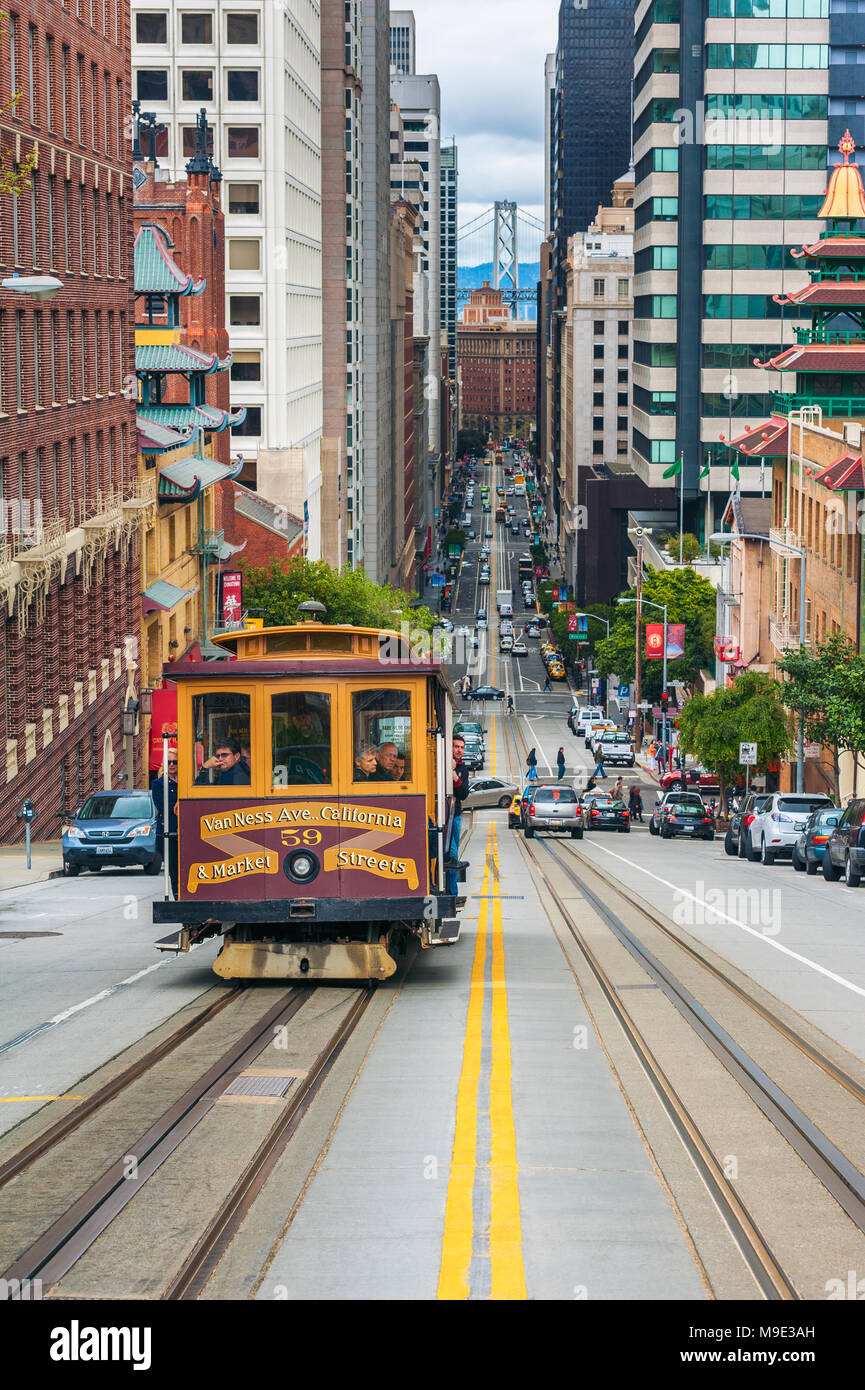 Cable Cars in San Francisco, Kalifornien Stockfoto