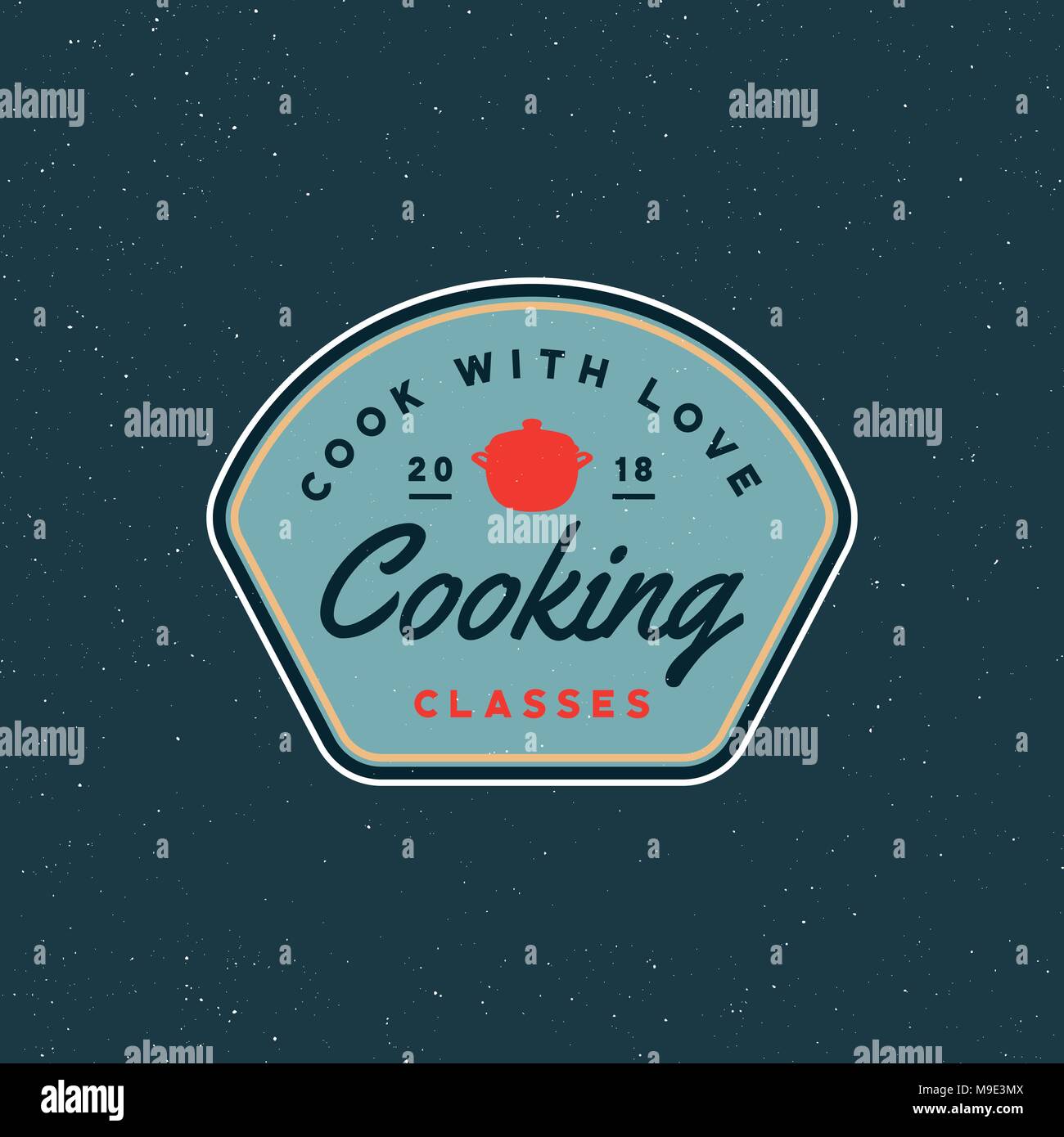 Vintage Kochkurse Logo. im Retrostil kulinarische Schule Emblem. Vector Illustration Stock Vektor