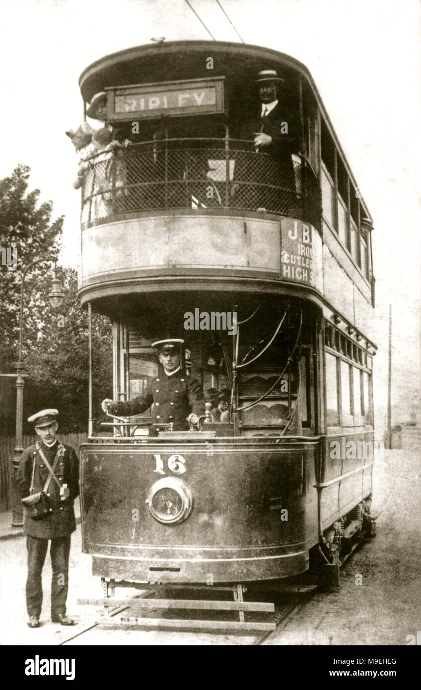 Straßenbahn der Notts und Derby Traction Company c 1920. Straßenbahn Nummer 16 war eine von 24 Straßenbahnen, die auf dem Nottingham zu Ripley Service von 1914 bis 1932 lief Stockfoto