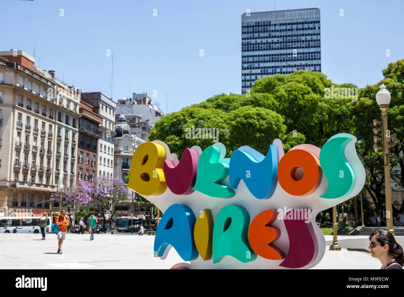 Buenos Aires Argentinien, Plaza San Martin, historischer Park, öffentliche Kunst, Schild, Hispanic, ARG17118160 Stockfoto