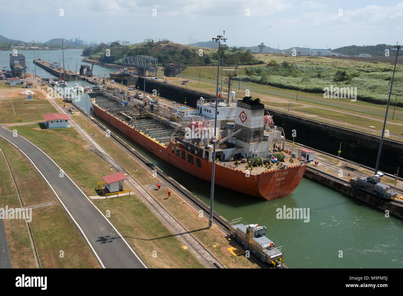 Panama City, Panama - März 2018: Der Panamakanal, Miraflores Schleusen, Panama City Stockfoto