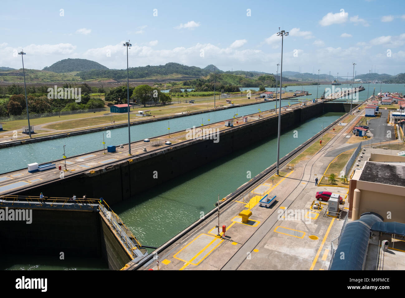 Panama City, Panama - März 2018: Leere Miraflores Schleusen, Panama Canal, Panama City Stockfoto