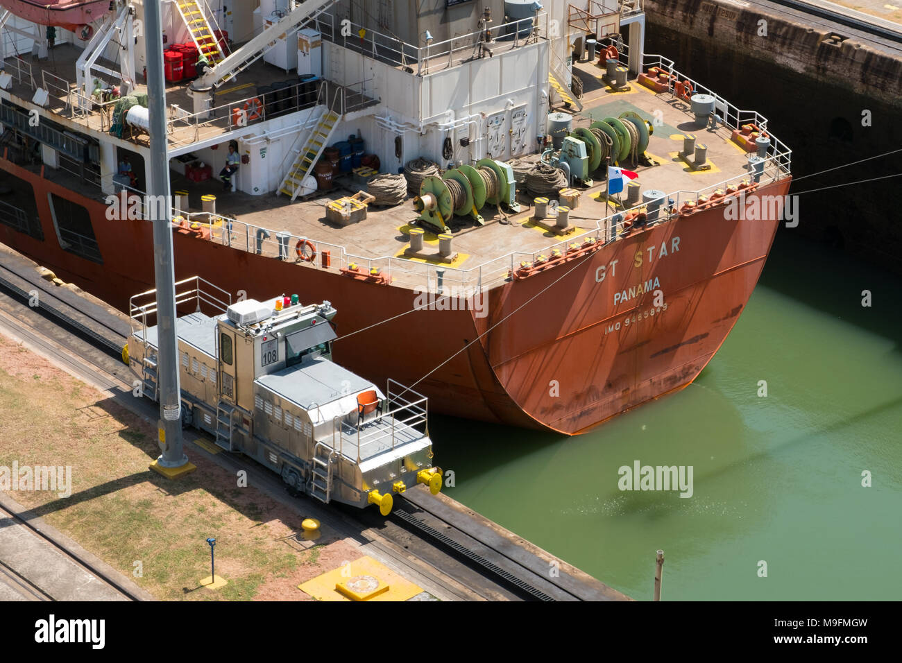 Panama City, Panama - März 2018: Der Panamakanal, Miraflores Schleusen, Panama City Stockfoto