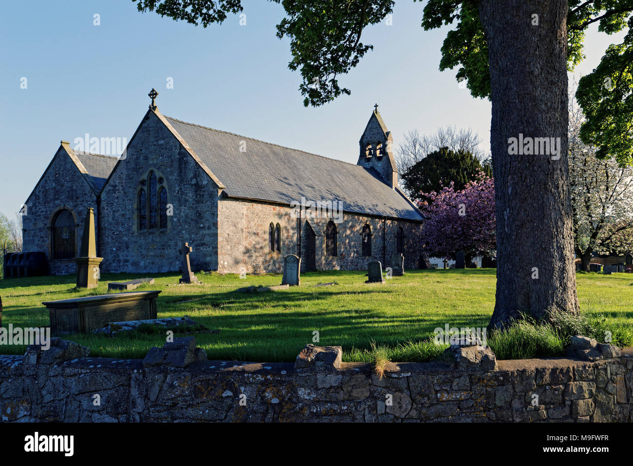 42,506.01583 seitliche und hintere St. Garmon Pfarrkirche, Llanarmon-yn-Ial (Dorf, Stadt), Wales, Großbritannien, Großbritannien Stockfoto