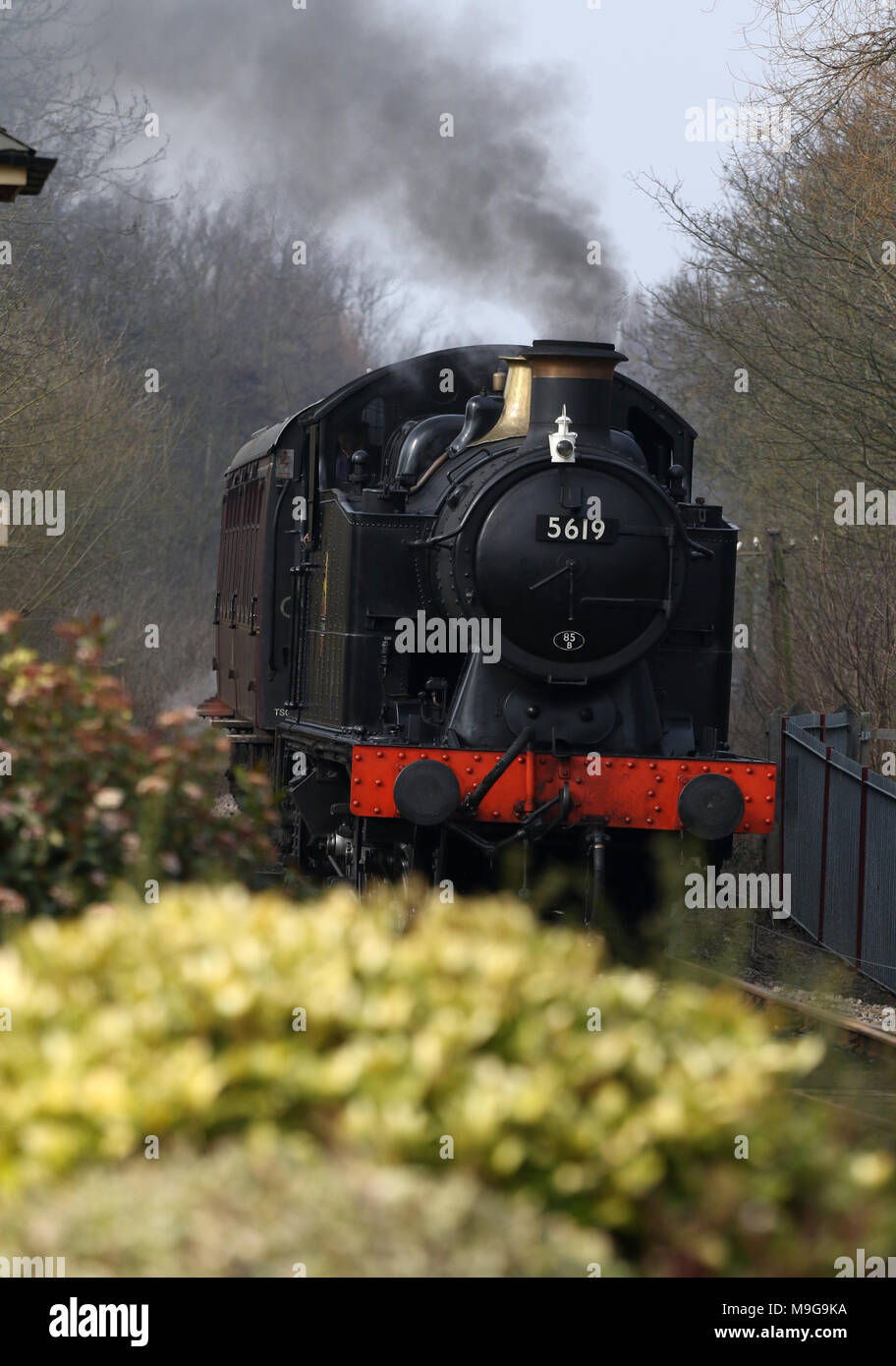 Peterborough, Cambridgeshire, Großbritannien. 25 Mär, 2018. Dampflok Zug 5619 Ansätze Orton nur auf der Nene Valley Railway in Peterborough, Cambridgeshire, am 25. März 2018. Credit: Paul Marriott/Alamy leben Nachrichten Stockfoto