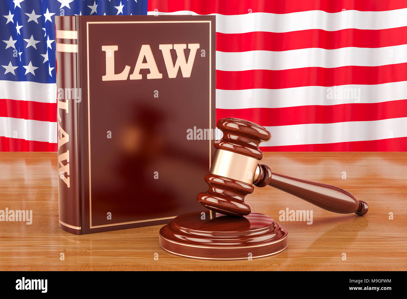 Das amerikanische Recht und Gerechtigkeit Konzept, 3D-Rendering Stockfoto