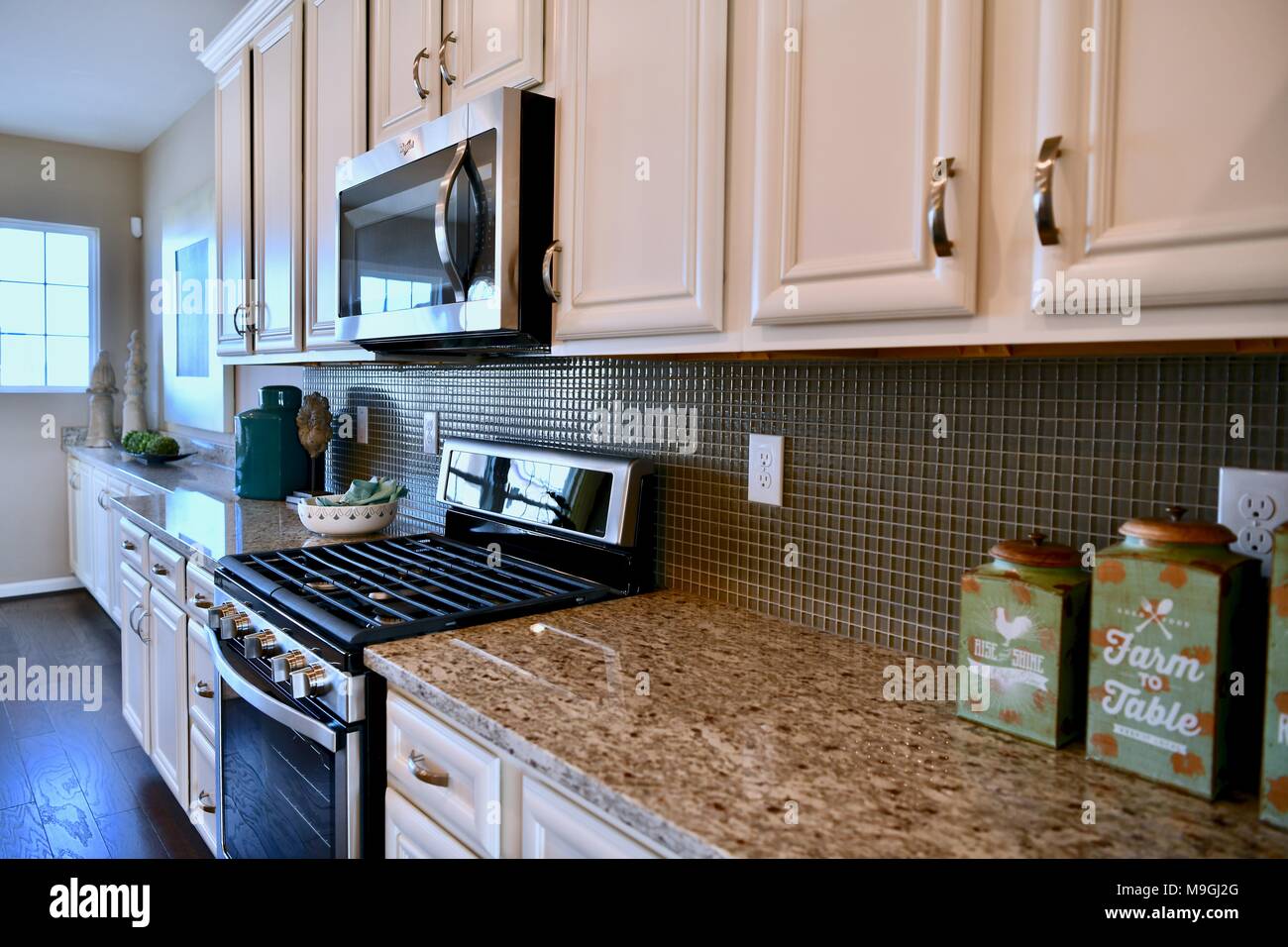 Küche Blick in moderne Home, USA Stockfoto