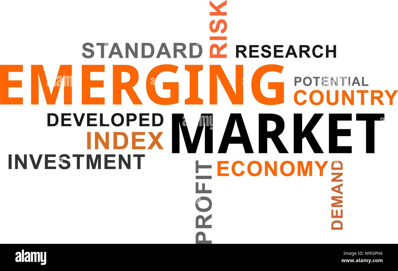 Wort Wolke von Emerging market Related Items Stock Vektor