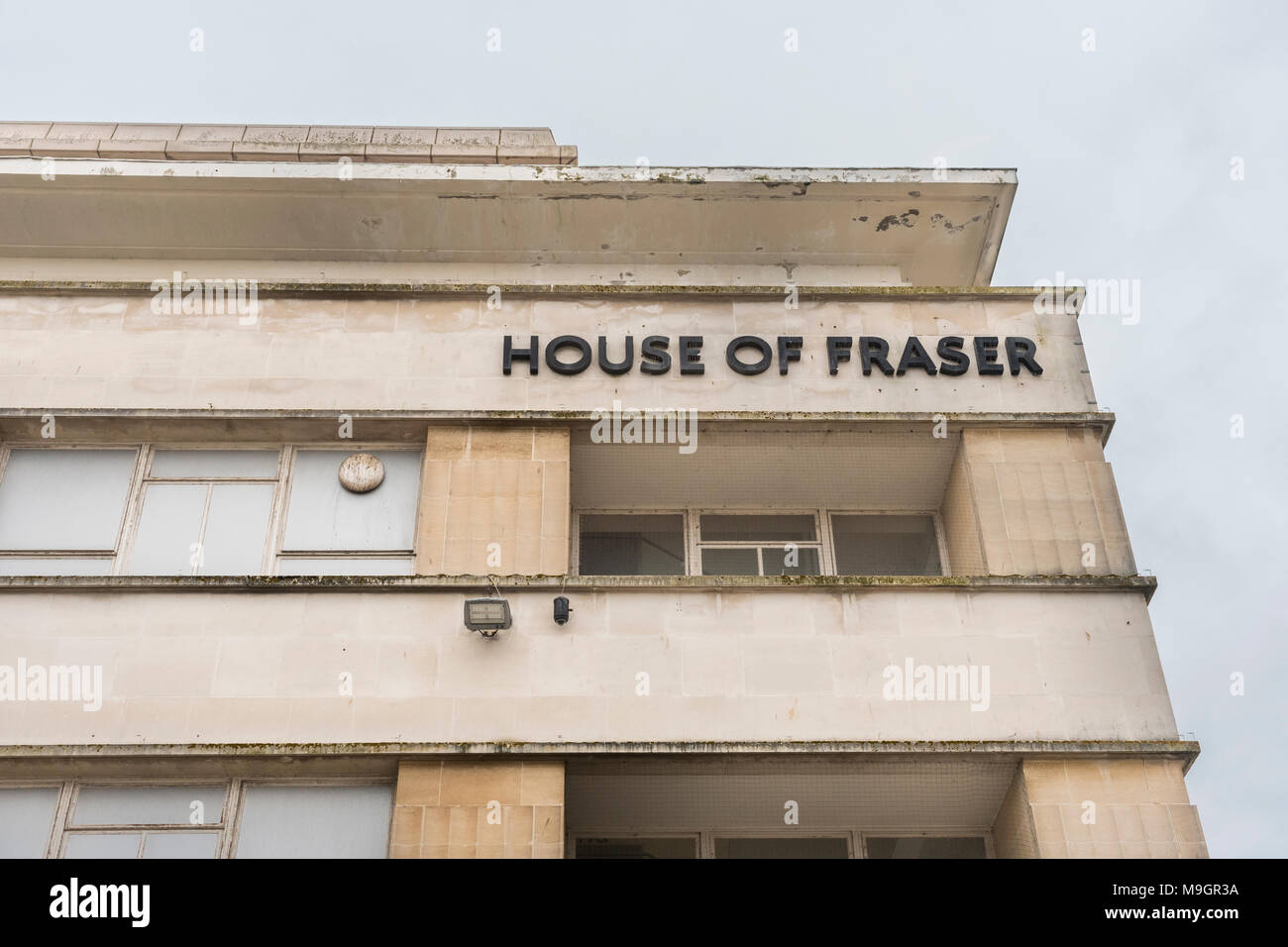 House of Fraser Plymouth, schließen. Metapher kämpfen, Einzelhändler, High Street, House of Fraser shop Verschlüsse, High Street Ausgaben fallen Stockfoto