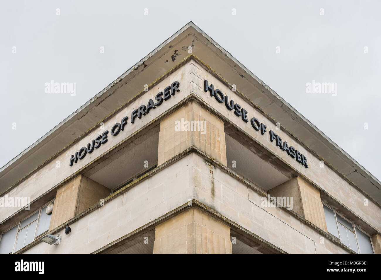 House of Fraser Plymouth, Schließung. Metapher für kämpfen, Einzelhändler, High Street, House of Fraser Verschlüsse, High Street Ausgaben fallen. Stockfoto