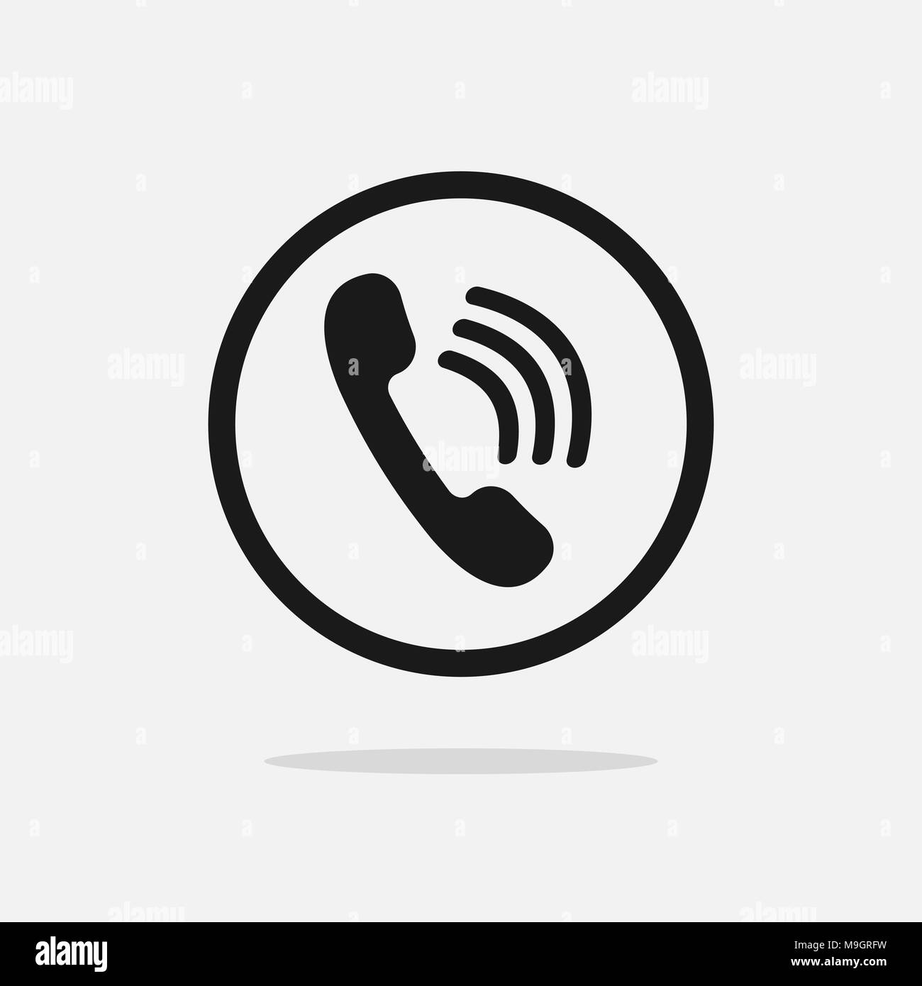 Einfache schwarz Telefon Rufzeichen Illustration für Design Stock Vektor