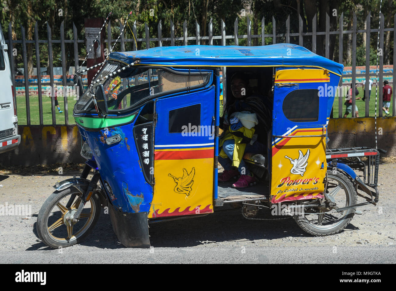 Lustig moped Taxi in Peru Stockfoto
