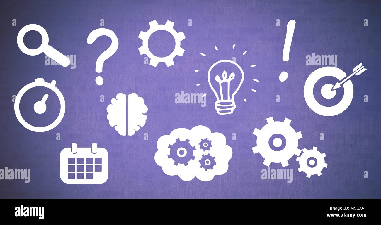 Ideen und Brainstorming Prozess Symbole Stockfoto