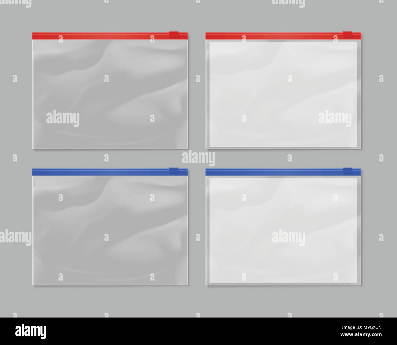 Realistische plastik Reißverschlusstasche mock einrichten Stock Vektor