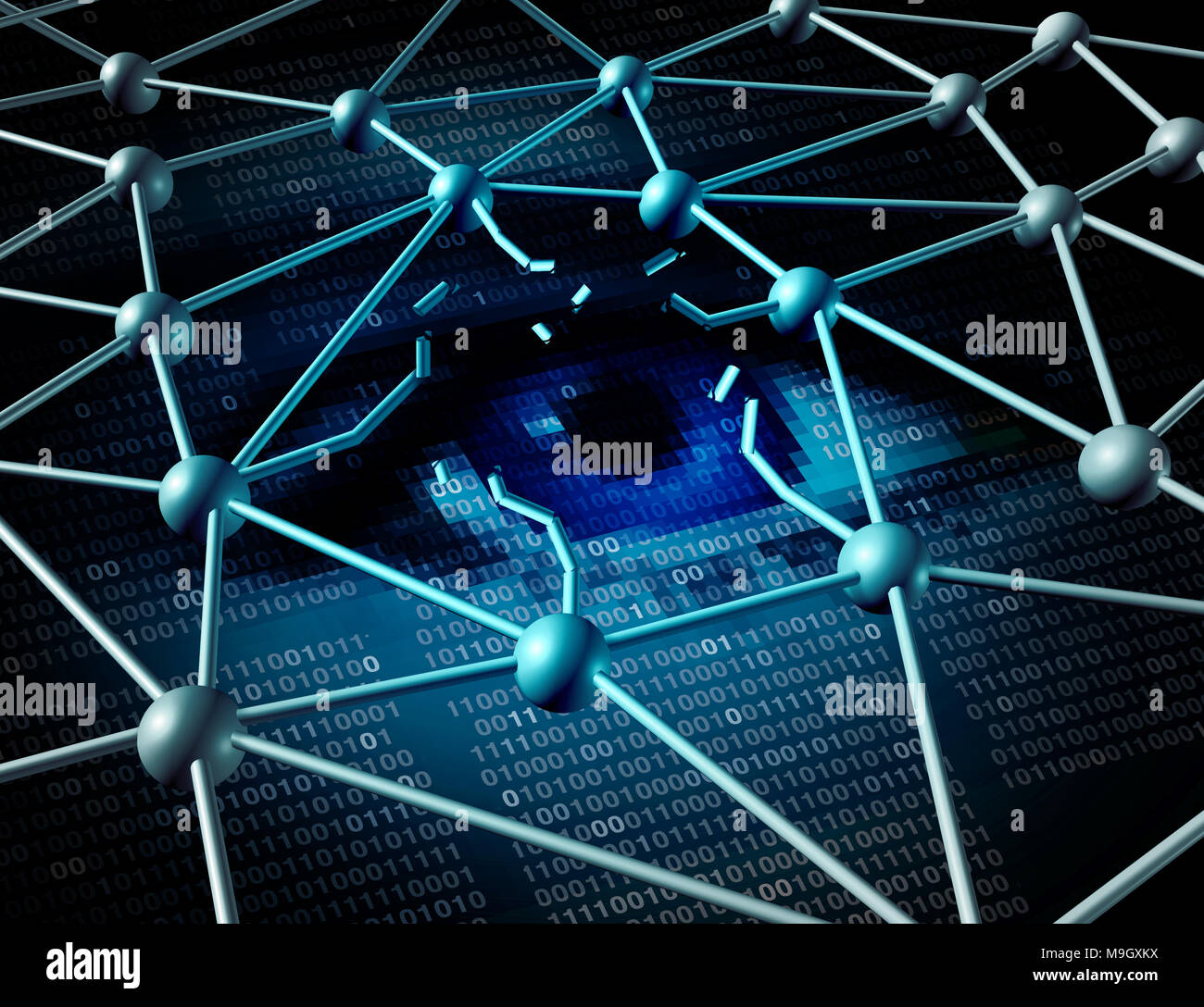 Verstoss gegen die Krise und persönliche Informationen Pause als Internet digitale Technologie Sicherheitskonzept für Computing Diebstahl Risiko. Stockfoto