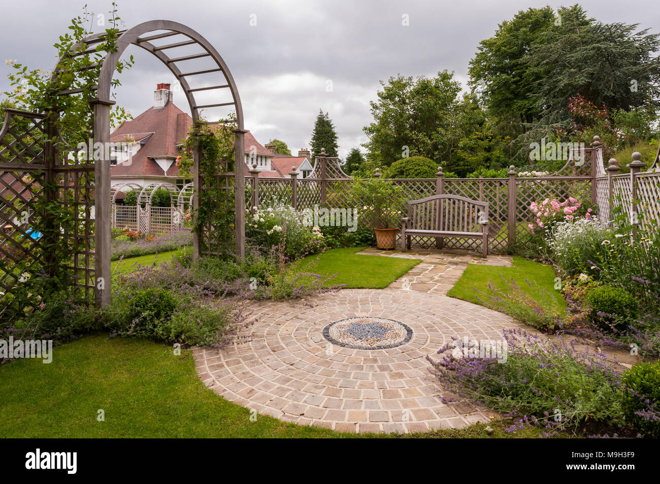 Sommer Pflanzen Mosaik Artwork Gitter Bildschirm Laube