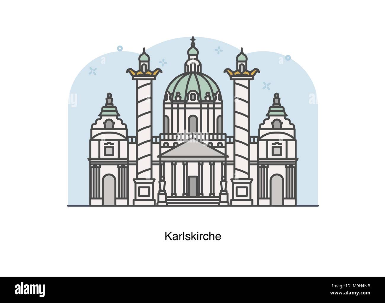 Vektor linie Abbildung: Karlskirche, Wien, Österreich. Stock Vektor