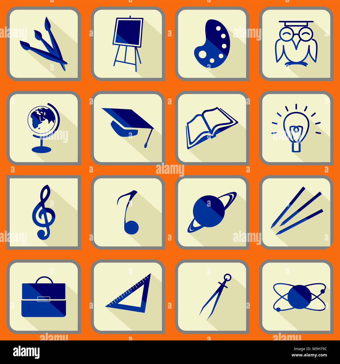 Schule Symbol s im flachen Stil Stock Vektor
