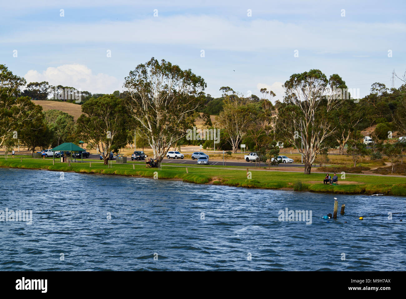 Murray Bridge Marina Camping ein beliebter Ort der Erholung für die Bewohner von Adelaide, South Australia. Stockfoto