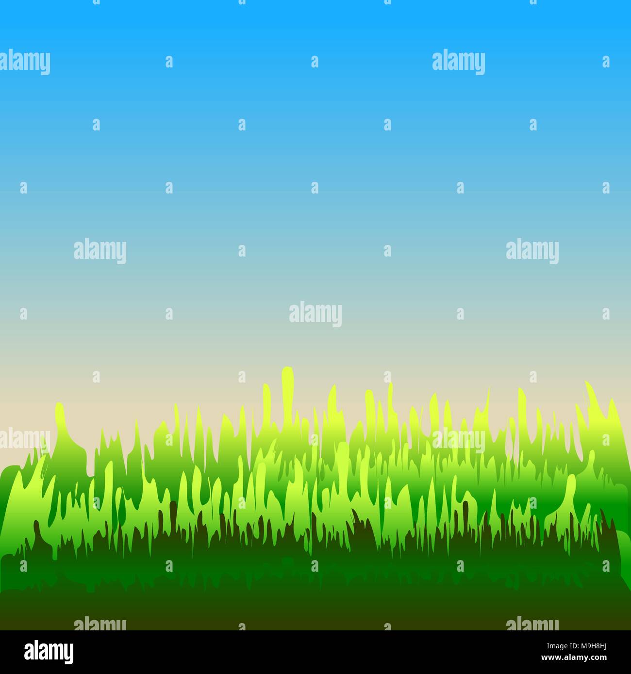 Abstrakte farbenfrohe Hintergrund der grünen, blauen und orangen Farben. Ähnlich Rasenfläche und klaren Himmel am Morgen oder am Abend. Stock Vektor