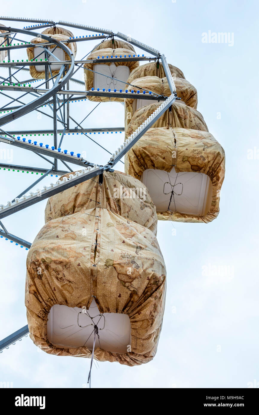 Riesenrad Nahaufnahme von winter Schutzkabine Stockfoto