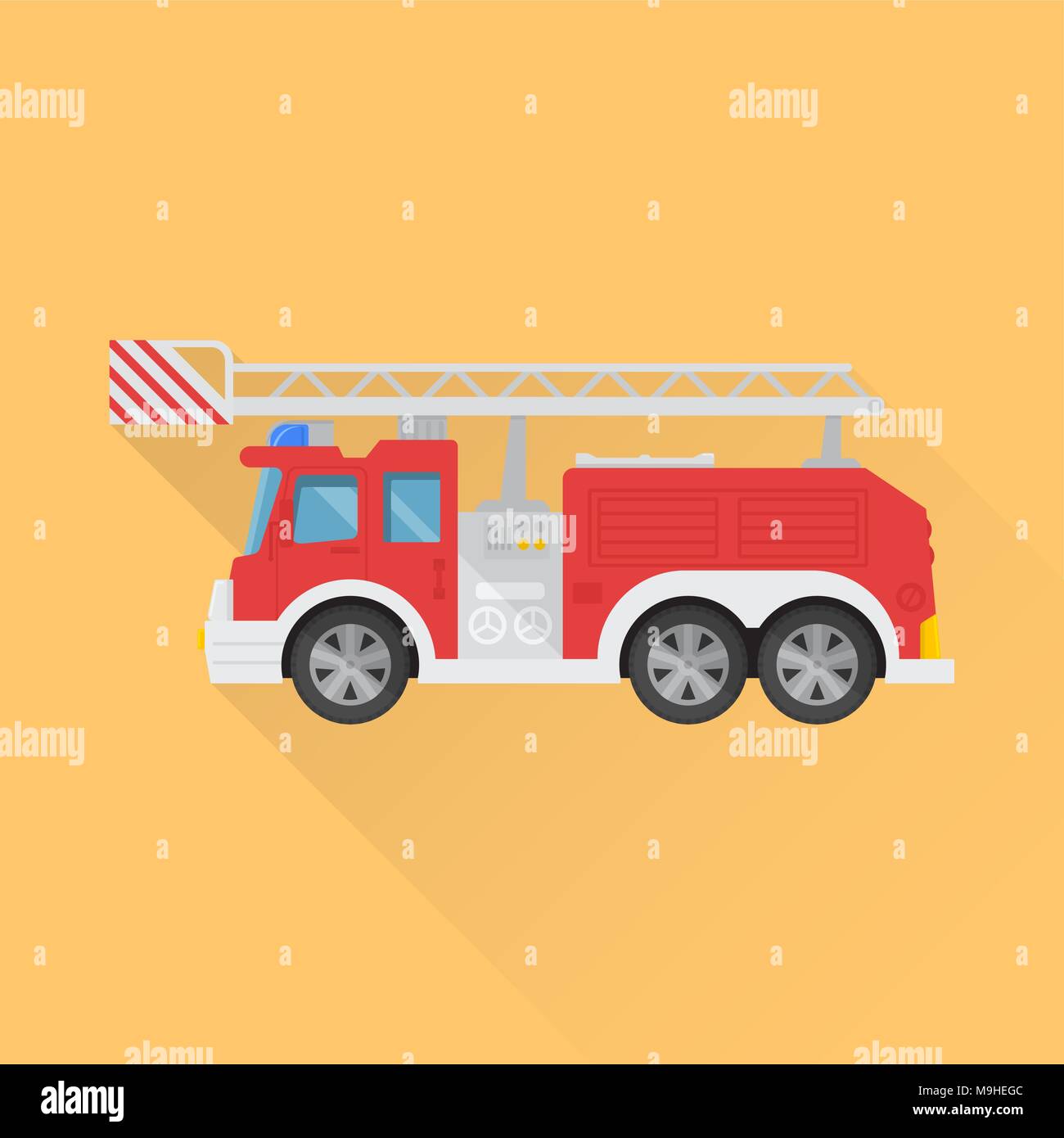 Symbol der fire truck auf dem isolierten Hintergrund. Ein Vektor Illustration im flachen Stil. Stock Vektor