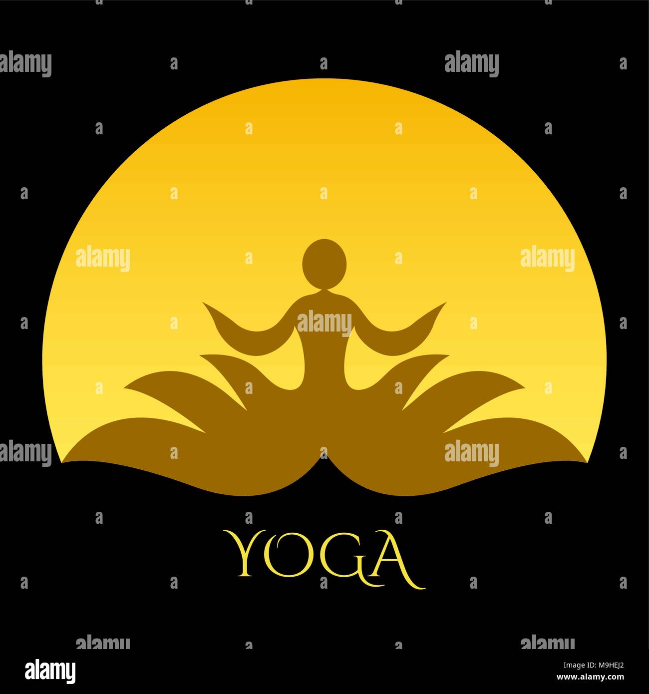 Yoga-Symbol. Logo Template auf blauem Hintergrund. Vektor Logo für das Spa Center, Yoga, Yoga Studio. Vorlage grafik design Element. Vektor illu Stock Vektor