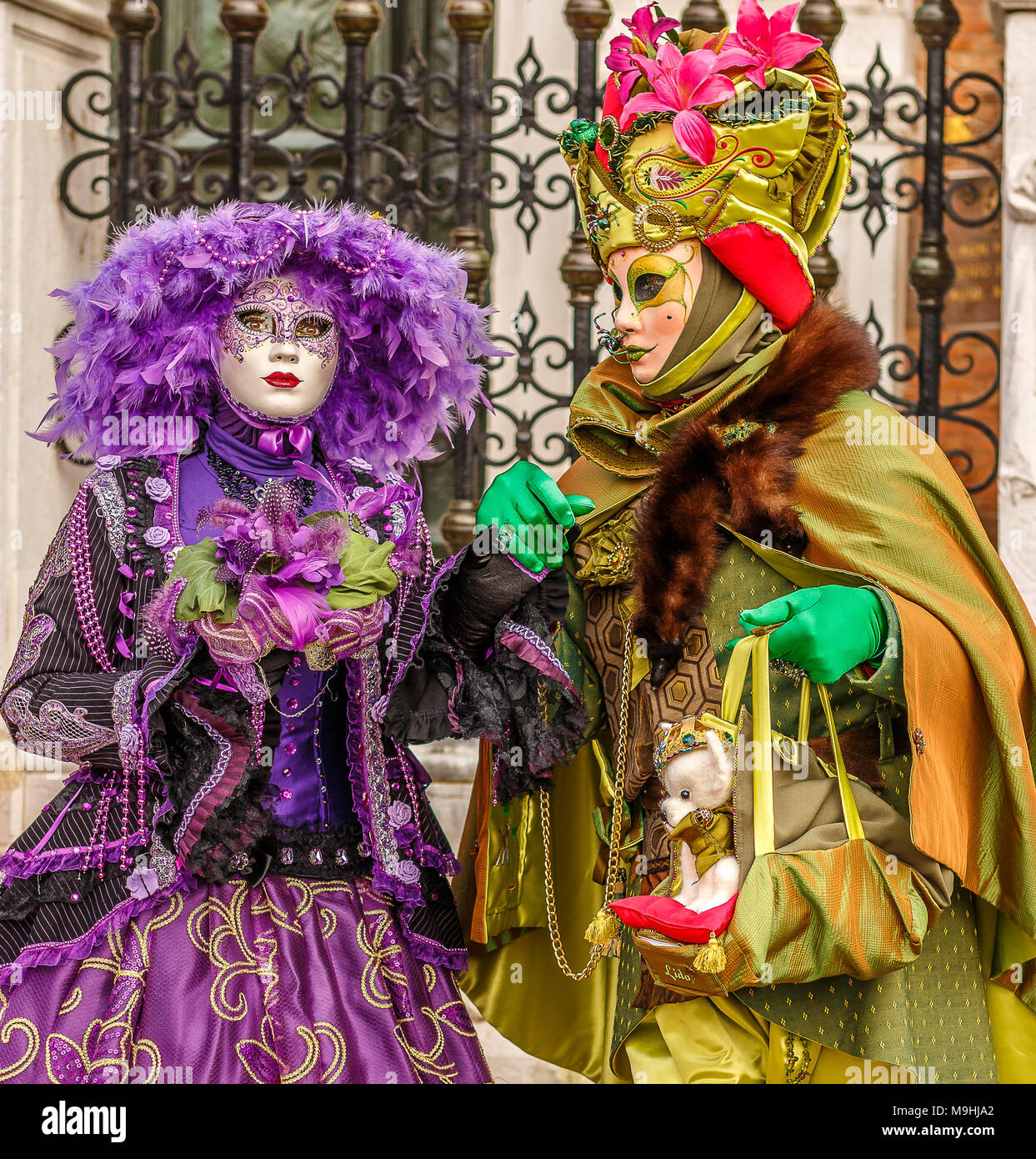Karneval in Venedig Masken und Kostüme zeigen Stockfoto
