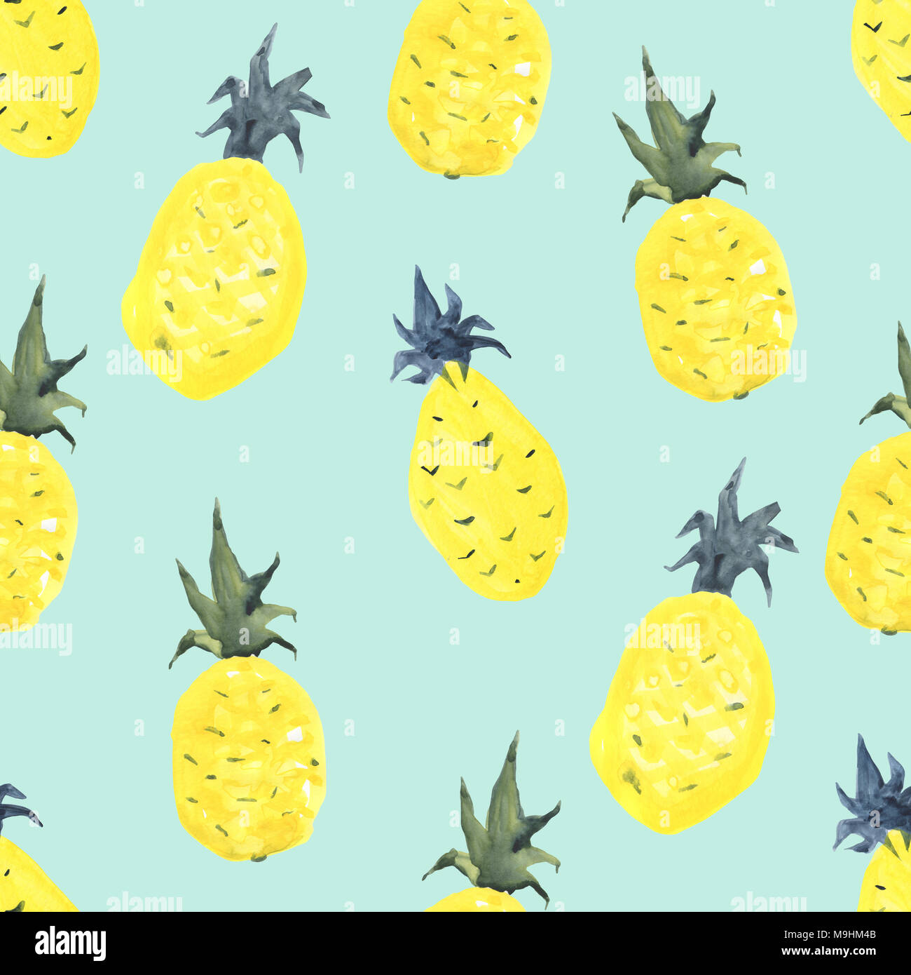 Ananas Hintergrund. Aquarell tropic Muster Stockfoto