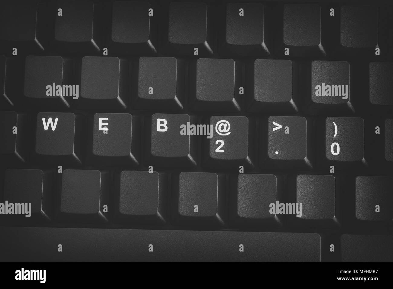 Wort WEB 2.0 Schreiben auf den Tasten der Tastatur. Close Up. Stockfoto