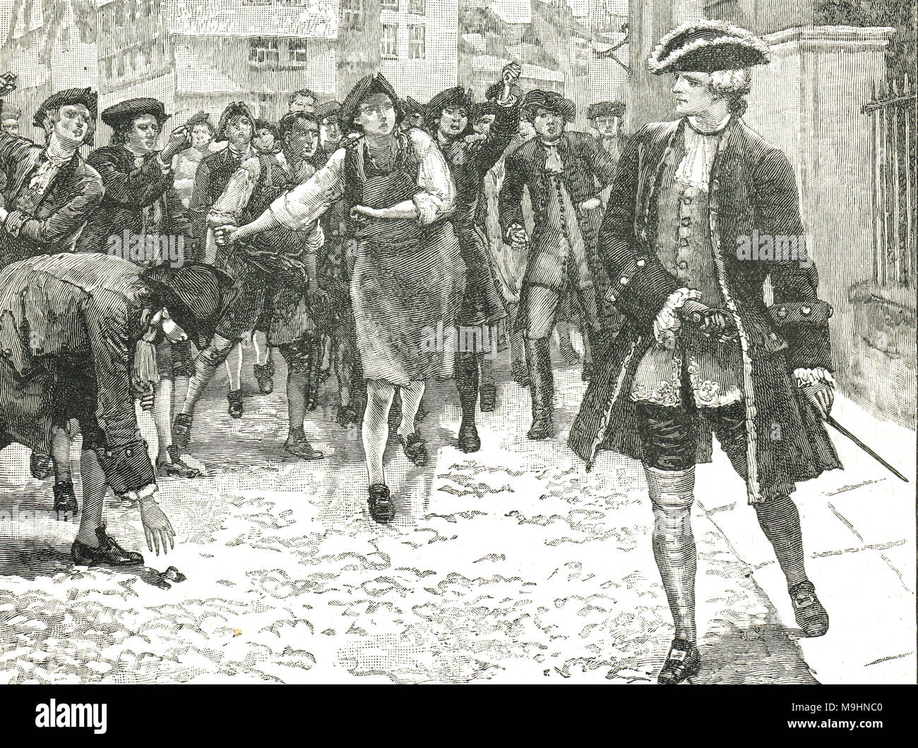 Premierminister Lord Bute, von wütenden Londoner angegriffen, 1763 Stockfoto