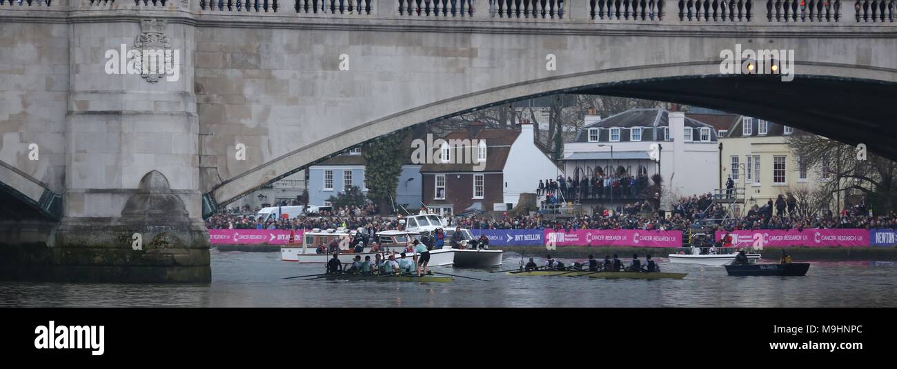 Der Krebs reasearch Boat Race 2018 Stockfoto