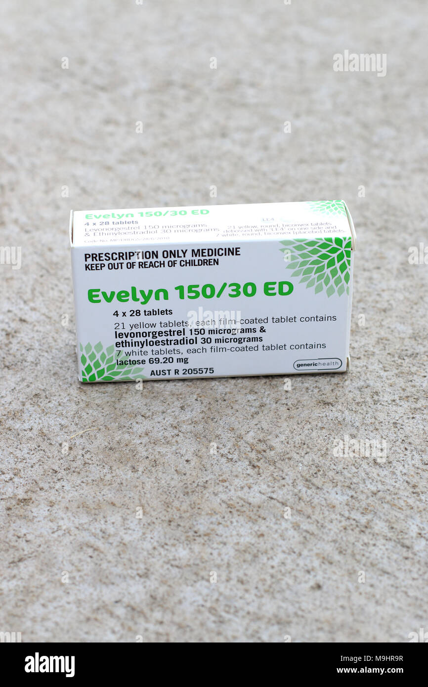 Evelyn 150/30 ED Verhütungsmitteln isoliert Stockfoto