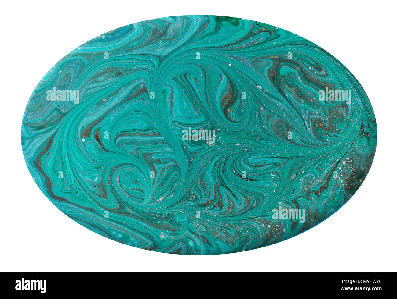 Marmor abstrakte Acryl Hintergrund. Natur blaue und grüne Marmorierung artwork Textur. Die Nachahmung vom Querschnitt eines Edelstein mit goldfarbenem Glitter. Stockfoto
