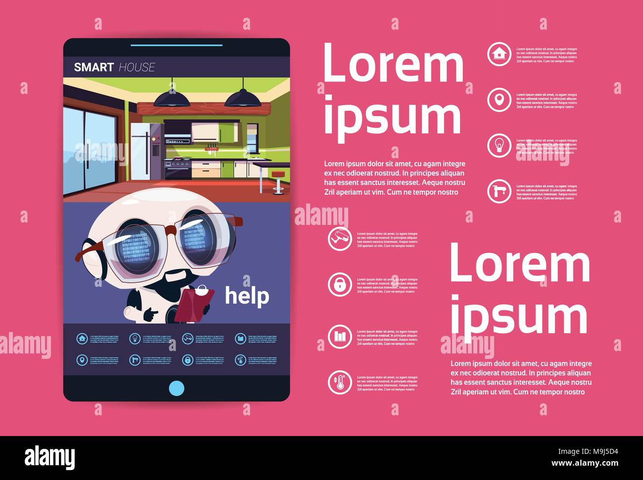 Smartphone mit Smart House Control App Interface, moderne Technologie der Home Automation Konzept Stock Vektor