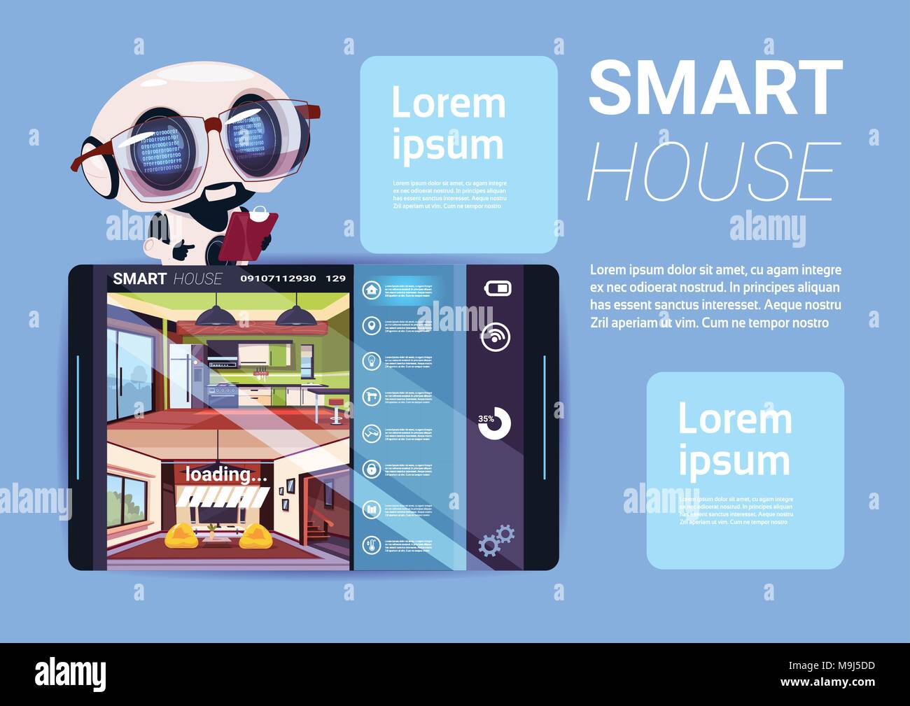Smart House Schnittstelle auf Digital Tablet, moderne Technologie der Home Management Konzept Stock Vektor
