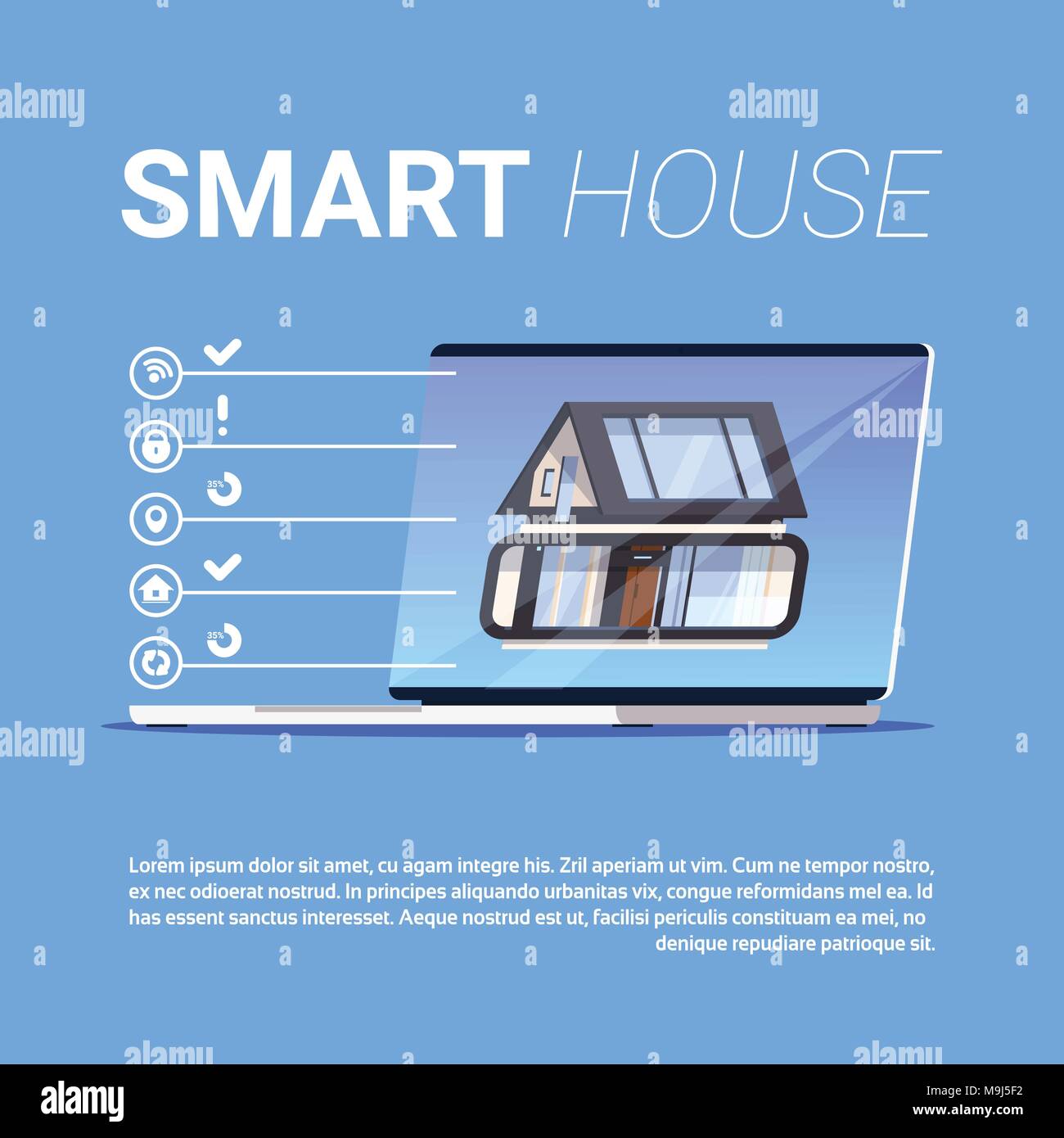 Smart House Infografik Elemente Vorlage moderne Technologie der Home Automation Banner Stock Vektor