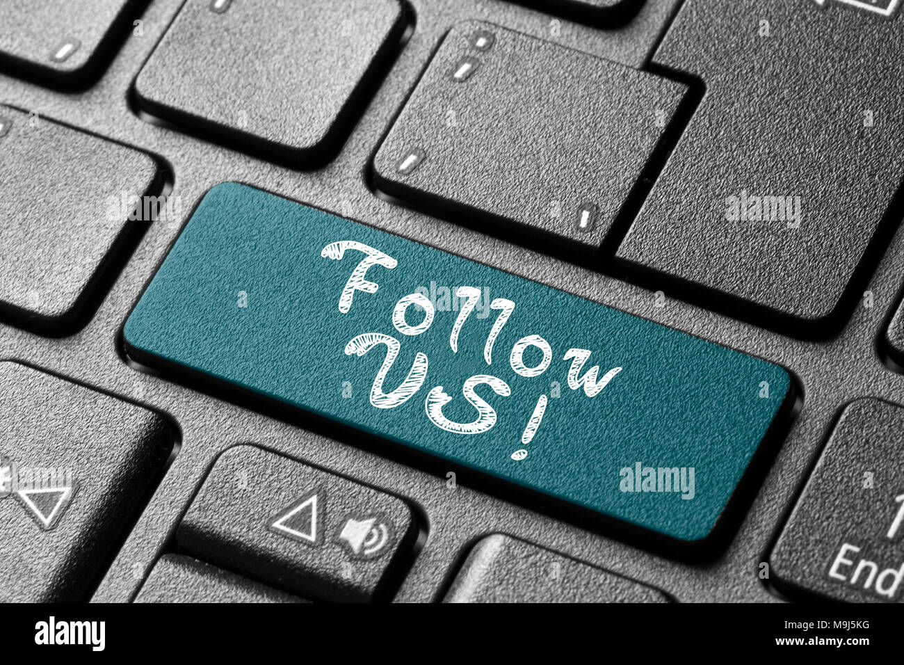 Folgen Sie uns Wort Konzept Taste auf der Tastatur Stockfoto