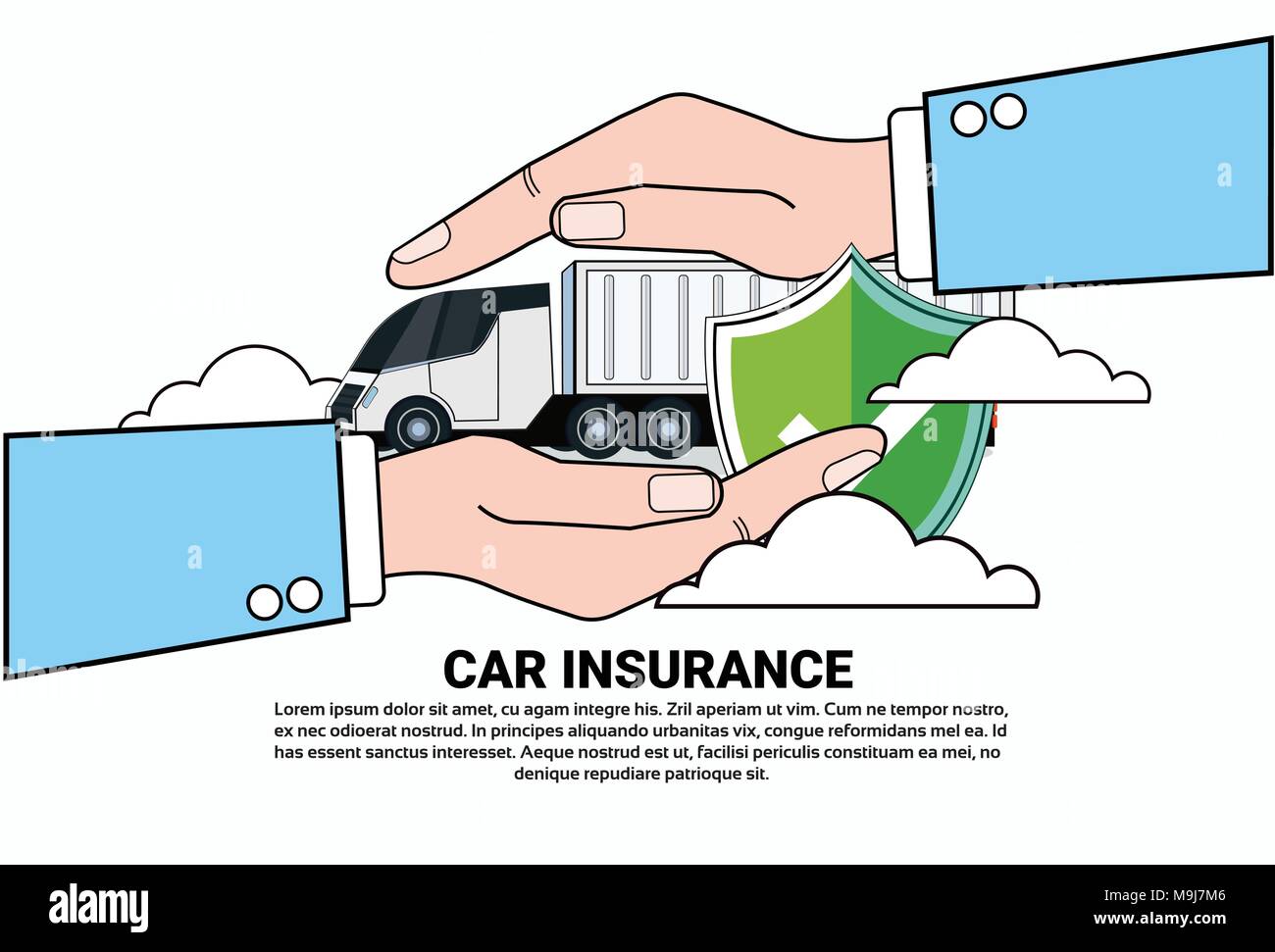 Auto Insurance Service Symbol mit Hand Lkw Lkw-Konzept Stock Vektor