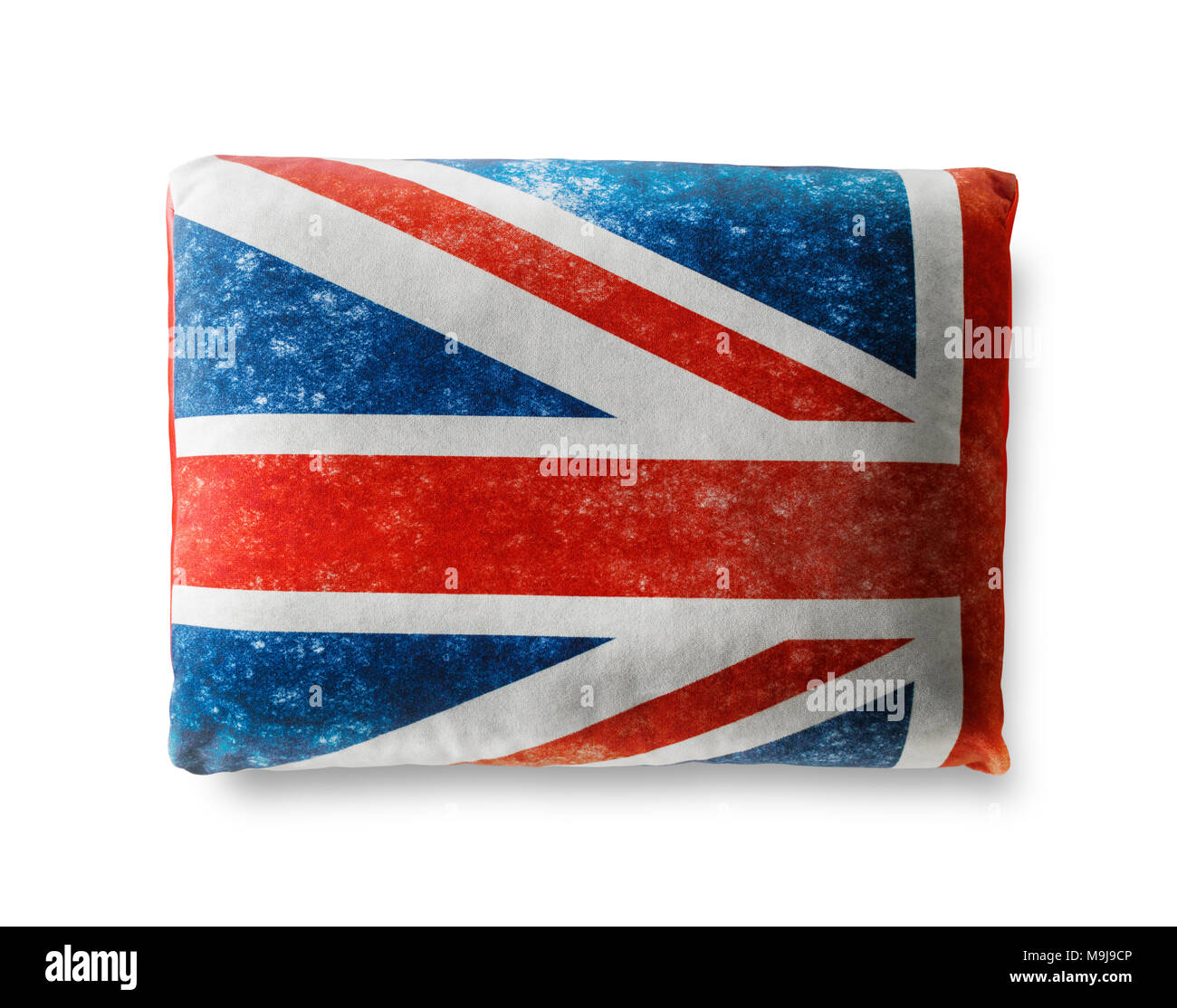 Britische Flagge Kissen mit Beschneidungspfaden auf weißem Hintergrund. Union Jack. Stockfoto