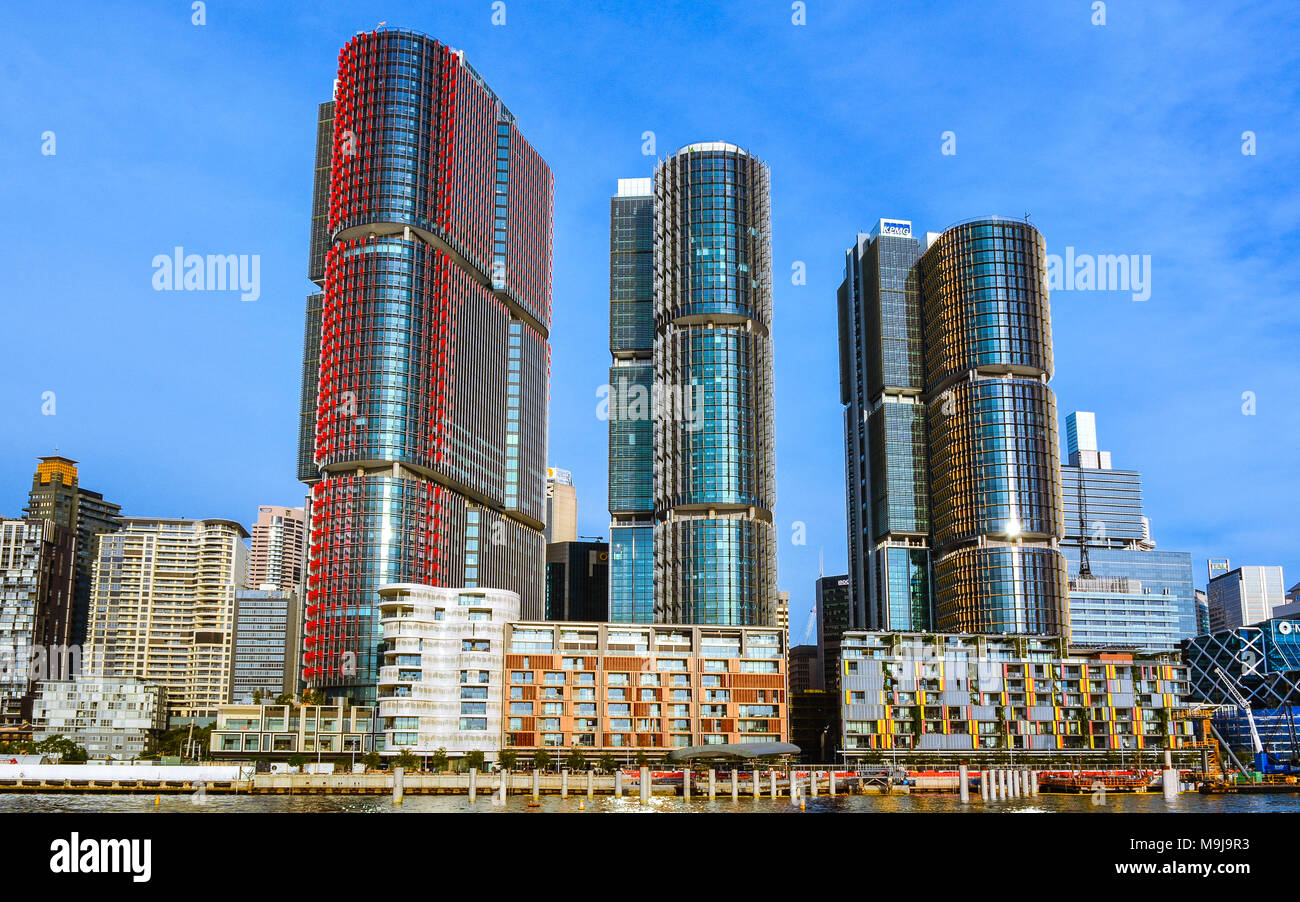 Hochhäuser in Barangarro Vorort von Sydney, von der Sydney Harbour Stockfoto