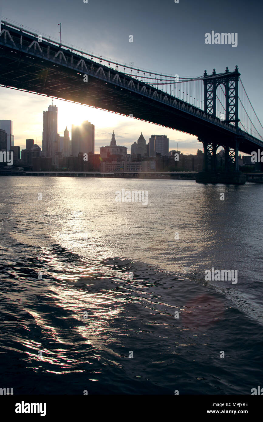 Manhattan Skyline von Hudson River Stockfoto