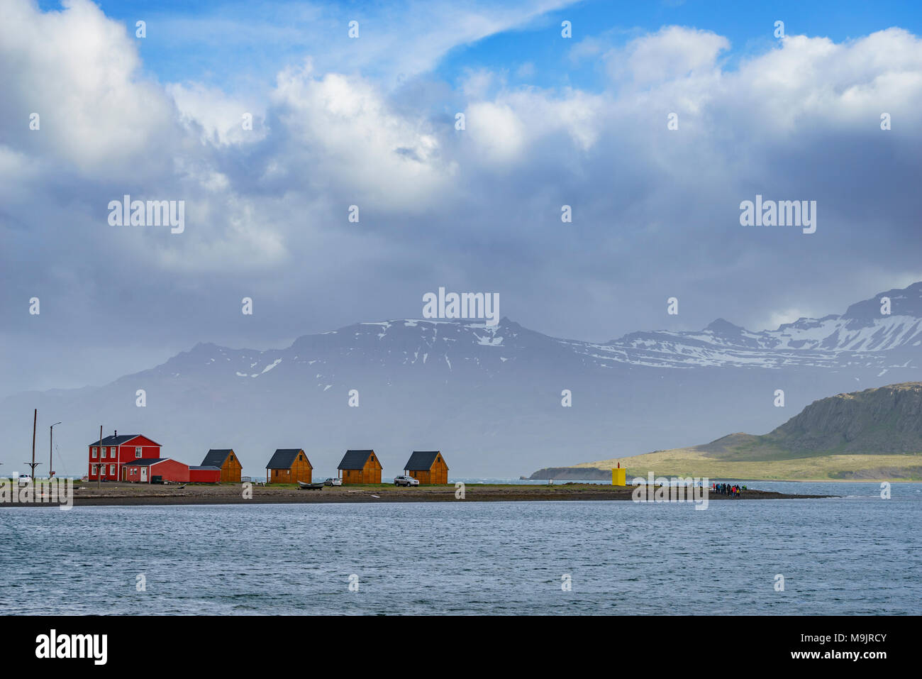 Gästehäuser, Mjoeyri, Eskifjordur, Ost Island Stockfoto