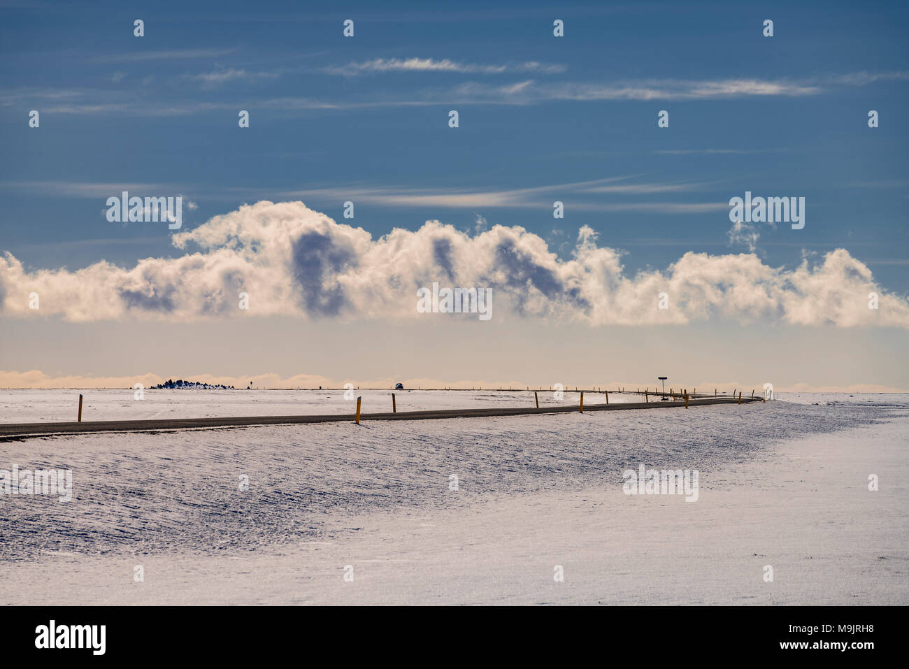 Winter, Myrdalssandur Sander, Island. Route 1 oder der Ring Road. Stockfoto